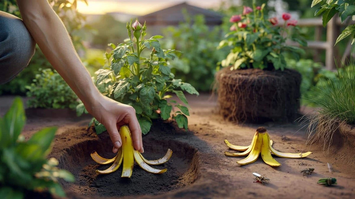 Skórki bananów zakopane przy różach? Efekt Cię zaskoczy.